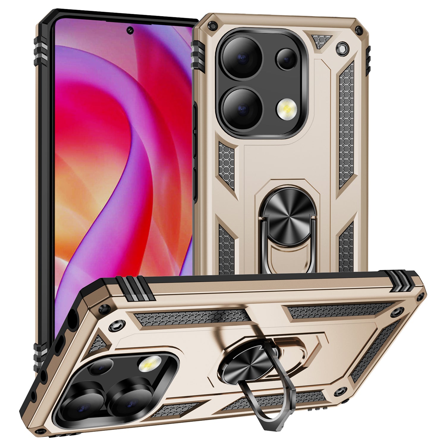 For Xiaomi Redmi Note 13 4G Case PC+TPU Shockproof Phone Cover with Kickstand For Xiaomi Redmi Note 13 4G Case PC+TPU Shockproof Phone Cover with Kickstand